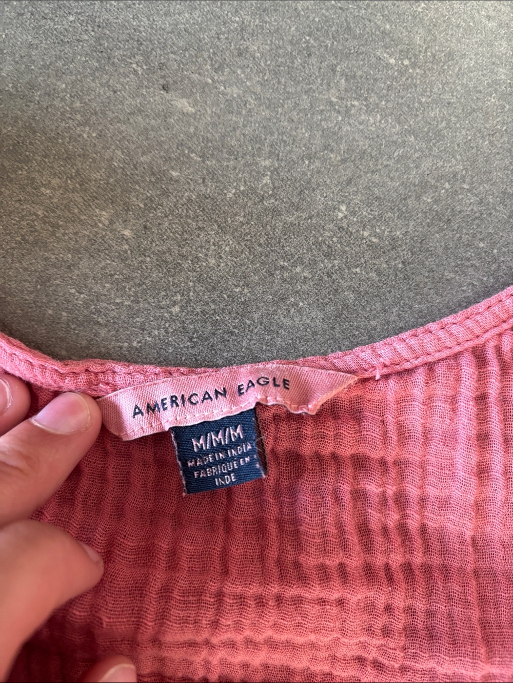 American Eagle Outfitters Rose Pink Ruffle Gauze Blouse - Picture 2 of 3